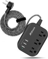 💡 compact usb power strip with mountable flat plug, 3 outlets, 3 smart usb ports (3.1a), 5ft braided extension cord - ideal for travel, cruise ship, home, office логотип