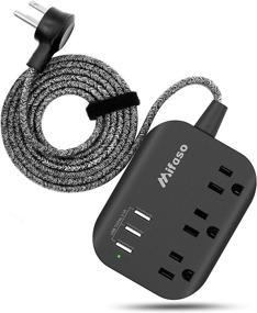 img 4 attached to 💡 Compact USB Power Strip with Mountable Flat Plug, 3 Outlets, 3 Smart USB Ports (3.1A), 5ft Braided Extension Cord - Ideal for Travel, Cruise Ship, Home, Office