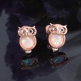 img 1 attached to 🦉 CiNily Animal Opal Earrings Gold Plated Stud Jewelry for Women and Girls - Owl/Whale/Fish Bone Design, Ocean Sea Jewelry Gift for Her