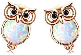 img 4 attached to 🦉 CiNily Animal Opal Earrings Gold Plated Stud Jewelry for Women and Girls - Owl/Whale/Fish Bone Design, Ocean Sea Jewelry Gift for Her