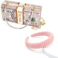 stylish rhinestone us dollar purse: ideal evening handbags for weddings & dinner events, cash stack clutch wallet with crystal headbands logo