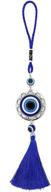 🧿 lucky evil eye car hanging ornament - blue, white, and black resin beads charm pendant - rear view mirror accessories - tassel charms for walls, bags - gift for men, women - luckboostium logo