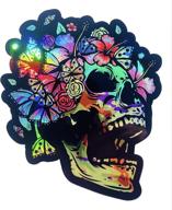 wickedgoodz butterfly skull holographic vinyl decal: unique flower skull sticker for laptops, tumblers, windows, cars, trucks, and walls! logo