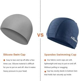 img 2 attached to 👒 Firesara Fabric Swim Cap - Elastic, Breathable Hat for Long & Short Hair | Swim Caps for Women, Girls, Men, & Kids - One Size Fits All