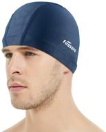 👒 firesara fabric swim cap - elastic, breathable hat for long & short hair | swim caps for women, girls, men, & kids - one size fits all logo