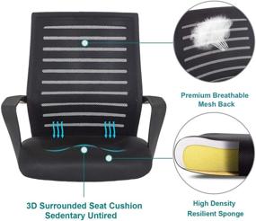 img 2 attached to 🪑 VECELO Premium Mesh Chair with 3D Surround Padded Seat Cushion - Ideal for Task, Desk, and Home Office Work - Black