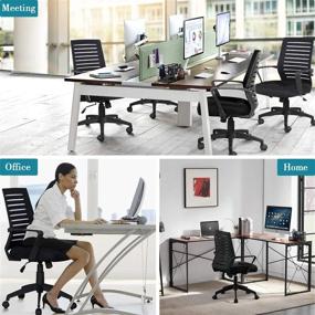 img 3 attached to 🪑 VECELO Premium Mesh Chair with 3D Surround Padded Seat Cushion - Ideal for Task, Desk, and Home Office Work - Black