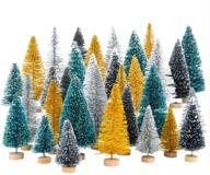 🎄 colorful upgrade: 32 pcs artificial mini christmas trees with sisal snow frost – perfect for table top decor, winter crafts, and home decoration logo