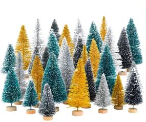 img 4 attached to 🎄 Colorful Upgrade: 32 PCS Artificial Mini Christmas Trees with Sisal Snow Frost – Perfect for Table Top Decor, Winter Crafts, and Home Decoration