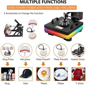 img 2 attached to 👕 Dollate 15x15 Heat Press Machine 8 in 1 for Tshirt Clamshell - 360° Swing Away Vinyl Sublimation Digital Transfer Combo for Hat, Tumbler, Plate, Mug - 1200W