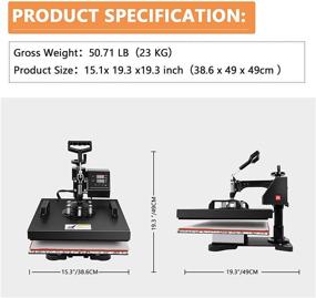 img 1 attached to 👕 Dollate 15x15 Heat Press Machine 8 in 1 for Tshirt Clamshell - 360° Swing Away Vinyl Sublimation Digital Transfer Combo for Hat, Tumbler, Plate, Mug - 1200W