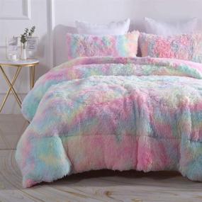 img 4 attached to Wajade Rainbow Comforter Fluffy Bedding
