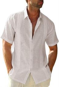 img 4 attached to Рукав Hestenve Guayabera из хлопка для мужчин X Large: Классический стиль и превосходный комфорт для мужчин.