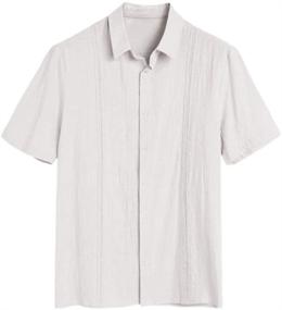 img 3 attached to Рукав Hestenve Guayabera из хлопка для мужчин X Large: Классический стиль и превосходный комфорт для мужчин.