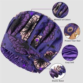 img 2 attached to 🧖 Stylish Satin and Silk Bonnet for Women: Ideal for Curly Hair, African Prints, and Black Women's Haircare - Includes Ankara Ankara African Print Head Scarf and Head Wrap