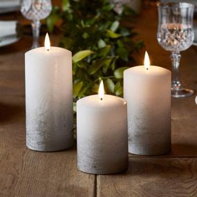 img 3 attached to 🕯️ Lights4fun TruGlow Gray Ombre Flameless LED Pillar Candles Set of 3 with Remote Control, Battery Operated