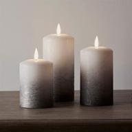 🕯️ lights4fun truglow gray ombre flameless led pillar candles set of 3 with remote control, battery operated логотип