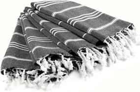 img 3 attached to Cacala Turkish Hand Towel Set of 4 - Quick Dry, Prewashed, Soft Feel – Decorative Peshtemal Cotton Towel for Face, Hair, Gym, Yoga, Dishcloth, Bath and Kitchen – 23 x 36 (Black)