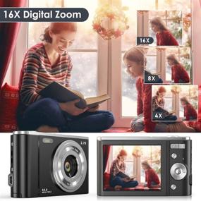 img 2 attached to 📷 FamBrow 2.7K Ultra HD 44 MP Vlogging Camera: Compact and Portable Mini Camera with 16X Digital Zoom and LCD Screen - Ideal for Beginners, Teens, and Kids (Black)