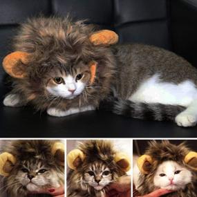 img 1 attached to 🦁 SNIK-S Cat Wigs Lion Mane Wig with Ears - Fancy Costume Hair Lion Hat for Halloween and Cosplay Party (Size S)