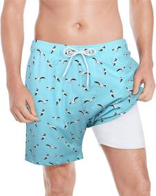 img 4 attached to QRANSS Men's Quick Dry Swim 🩳 Trunks with Built-in Compression Liner, 5.5'' Swimwear Shorts