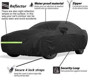 img 2 attached to YIDEXIN 100% Waterproof Car Cover for 2008-2019 Dodge Challenger (R/T, SRT, T/A, SXT, 🚗 Hellcat) - 210D Covers, Windproof Strap & Double Door Zipper - Fits Up to 202” L