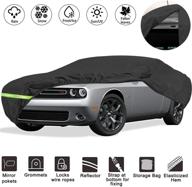 yidexin 100% waterproof car cover for 2008-2019 dodge challenger (r/t, srt, t/a, sxt, 🚗 hellcat) - 210d covers, windproof strap & double door zipper - fits up to 202” l logo