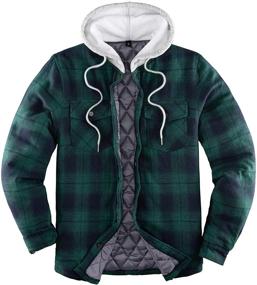 img 4 attached to ZENTHACE Quilted Button Flannel Jacket Men's Clothing for Shirts