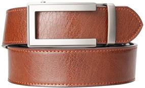 img 1 attached to 👔 Premium Genuine Leather Men's Accessories: Automatic Buckle Ratchet Belts