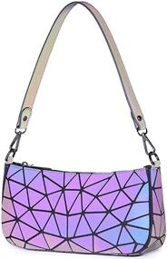 img 4 attached to 🌈 Holographic Crossbody Women's Handbags & Wallets with Geometric Luminous Design
