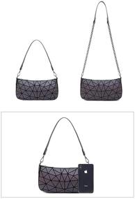 img 2 attached to 🌈 Holographic Crossbody Women's Handbags & Wallets with Geometric Luminous Design