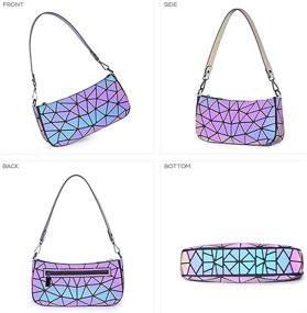 img 3 attached to 🌈 Holographic Crossbody Women's Handbags & Wallets with Geometric Luminous Design