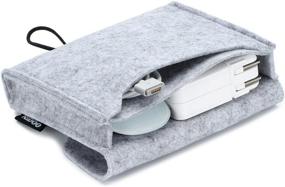 img 4 attached to 👜 NIDOO Portable Felt Storage Bag for MacBook Power Adapter, Mouse, Cellphone, Cables, SSD, HDD, Power Bank, Portable External Hard Drive - Gray, Electronics Accessories Protective Case Pouch