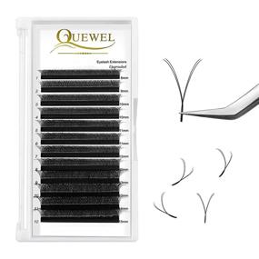 img 4 attached to 👁️ QUEWEL Y Lashes Extensions D Curl Volume Pre Fanned .07 MIX 8-15mm - Mixed 8-15mm C/D Curl .05 .07 Single Y Shape Eyelash Extensions Supplies (0.07 D MIX8-15mm)