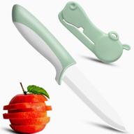 🔪 jonbyi premium ceramic 4-inch paring knife with hippo shaped cover – ultra sharp fruit and vegetable knife for kitchen – green, small and portable logo