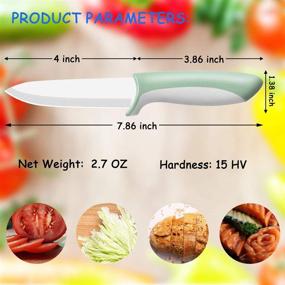 img 2 attached to 🔪 Jonbyi Premium Ceramic 4-inch Paring Knife with Hippo Shaped Cover – Ultra Sharp Fruit and Vegetable Knife for Kitchen – Green, Small and Portable