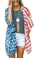 amiery women's leopard kimono cover-up cardigan 🐆 for summer swimsuit beachwear with american flag tops logo