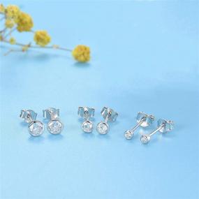 img 1 attached to 💎 Stunning Sterling Silver Stud Earrings Set – Small Heart-shaped CZ Studs, Hypoallergenic Tragus Cartilage Earrings for Women, Men, and Girls with Sensitive Ears (3 Pairs: 2mm/3mm/4mm)