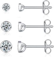 💎 stunning sterling silver stud earrings set – small heart-shaped cz studs, hypoallergenic tragus cartilage earrings for women, men, and girls with sensitive ears (3 pairs: 2mm/3mm/4mm) logo