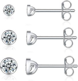 img 4 attached to 💎 Stunning Sterling Silver Stud Earrings Set – Small Heart-shaped CZ Studs, Hypoallergenic Tragus Cartilage Earrings for Women, Men, and Girls with Sensitive Ears (3 Pairs: 2mm/3mm/4mm)