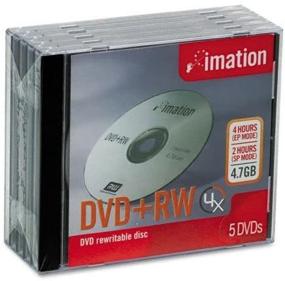 img 1 attached to 📀 DVD+RW Re-writable, 4.7GB/120 Minutes, Silver, Jewel Case, Pack of 5 - IMN16804