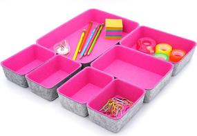 img 1 attached to 🔴 Hot Pink 7-Piece Multi Bin Drawer Organizers by Endless Functions