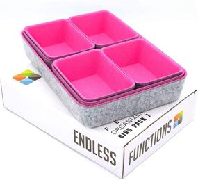 img 4 attached to 🔴 Hot Pink 7-Piece Multi Bin Drawer Organizers by Endless Functions