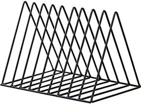 img 3 attached to 📚 Cq Acrylic Black Triangle File Folder Racks and Magazine Holder: 10 Lattice Metal Newspaper Holder for Stylish Office and Home Organization