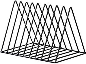 img 4 attached to 📚 Cq Acrylic Black Triangle File Folder Racks and Magazine Holder: 10 Lattice Metal Newspaper Holder for Stylish Office and Home Organization