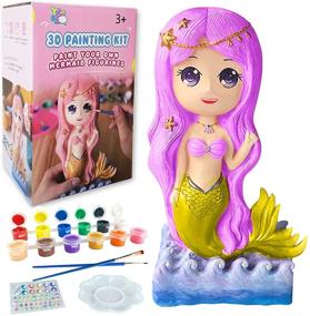 img 4 attached to 🧜 Yileqi Mermaid Painting Kit - Perfect Arts and Crafts Set for Girls 4-10 Years Old - Non Ceramic, Non Fragile - Great Piggy Banks Birthday Gift