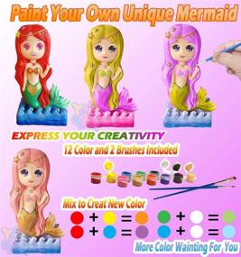 img 1 attached to 🧜 Yileqi Mermaid Painting Kit - Perfect Arts and Crafts Set for Girls 4-10 Years Old - Non Ceramic, Non Fragile - Great Piggy Banks Birthday Gift