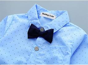 img 2 attached to 👔 Toddler Baby Boys Long Sleeve Bowtie Shirts with Suspenders Pants Gentleman Clothing Set (1-5 Years)