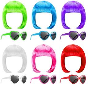 img 4 attached to 🌈 Vibrant Hairpieces: Colorful Sunglasses Halloween Supplies