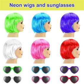 img 2 attached to 🌈 Vibrant Hairpieces: Colorful Sunglasses Halloween Supplies